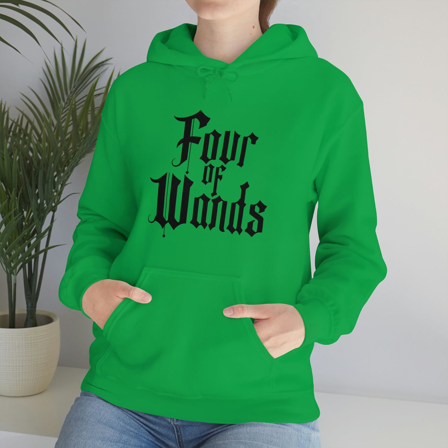 Four of Wands Black Logo Unisex Heavy Blend™ Hooded Sweatshirt