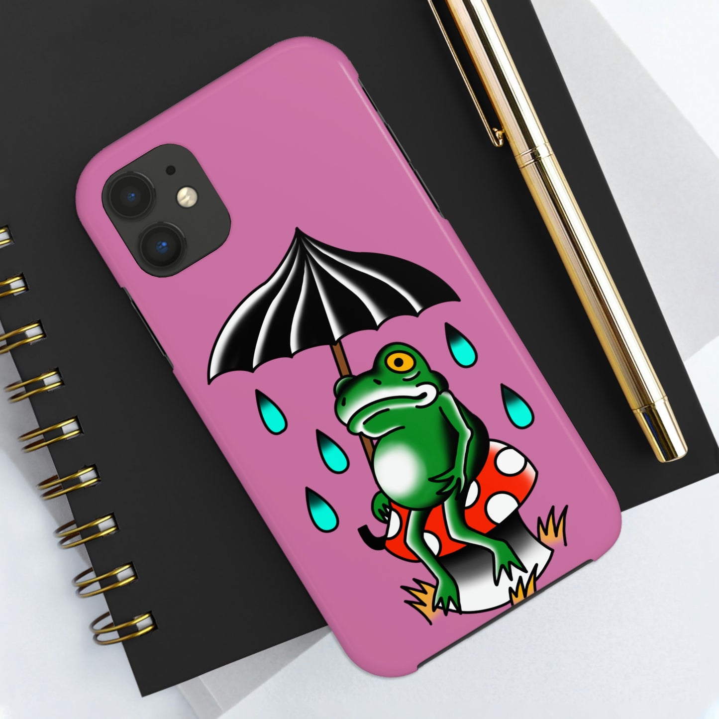 Rainy Day Frog Pink Tough Phone Cases, Case-Mate