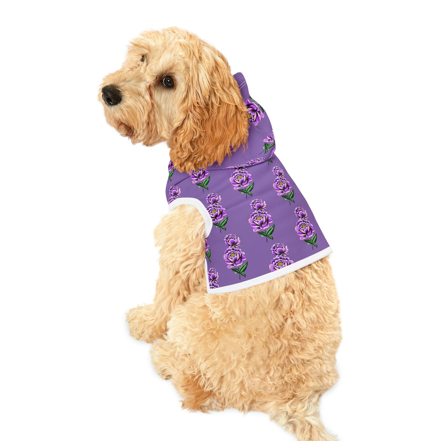 Flower Pattern Purple Dog Hoodie