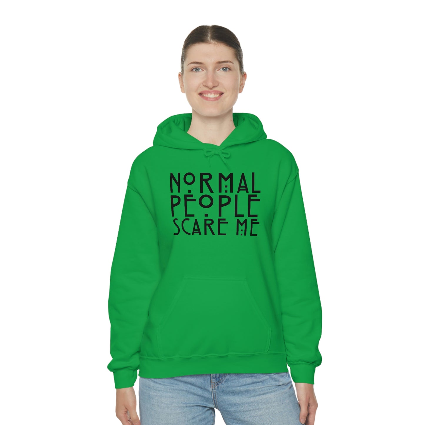 Normal People Scare Me Black Font Unisex Heavy Blend™ Hooded Sweatshirt