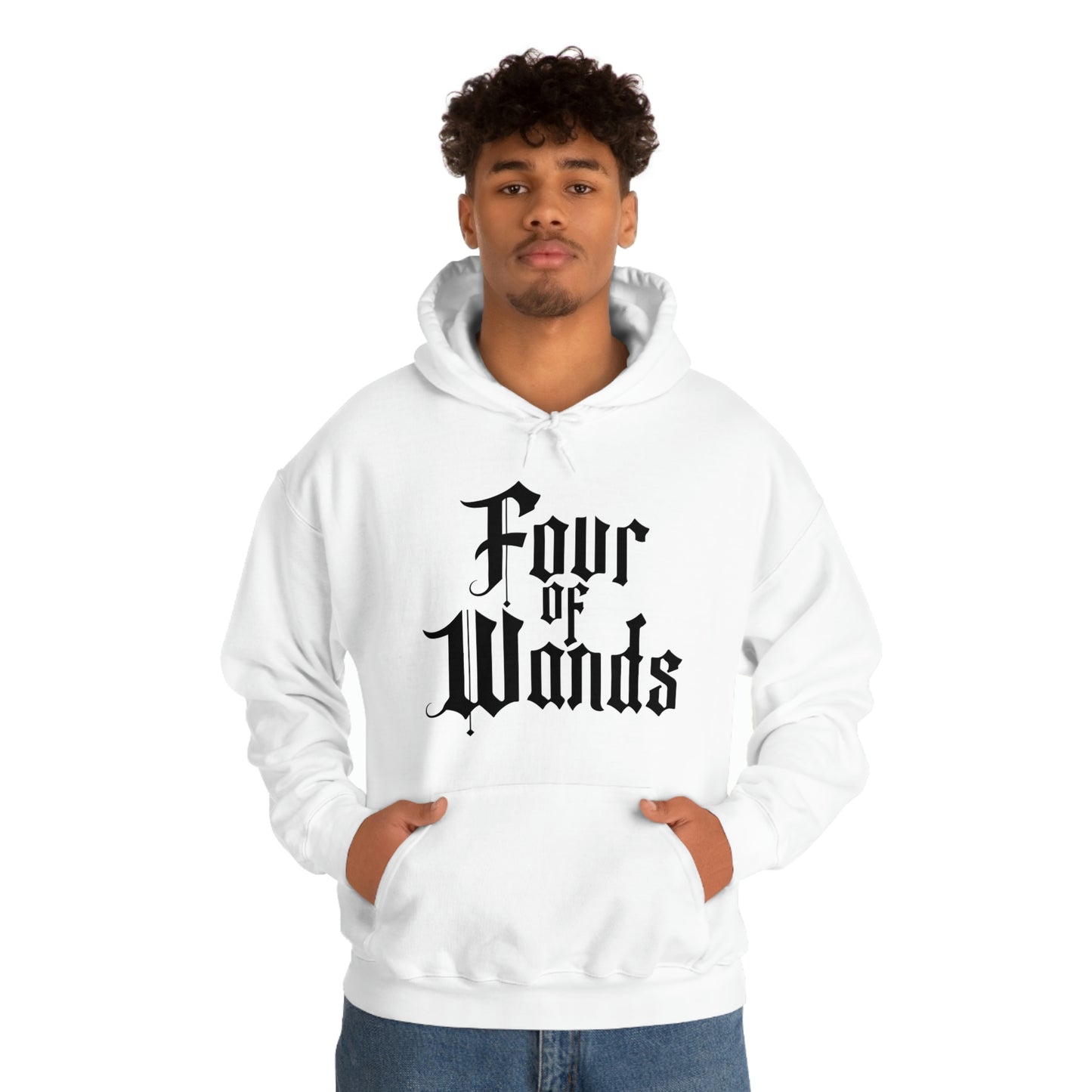 Four of Wands Black Logo Unisex Heavy Blend™ Hooded Sweatshirt