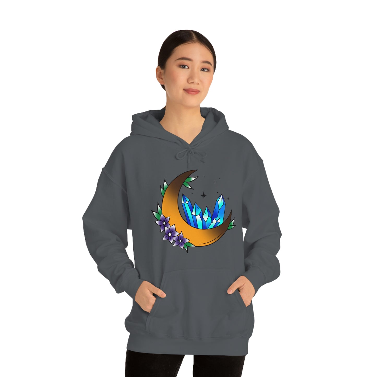 Blue Crystal Flower Unisex Heavy Blend™ Hooded Sweatshirt