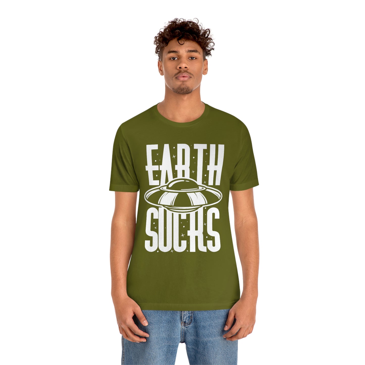 Earth Sucks White Font Unisex Jersey Short Sleeve Tee