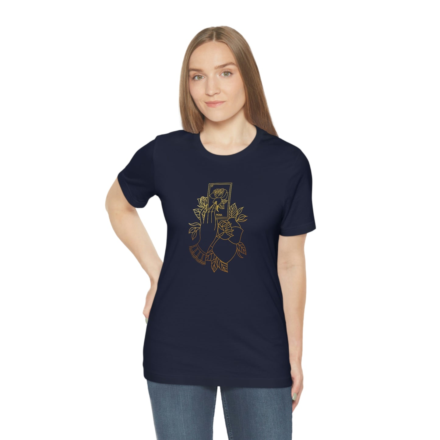 Rosa Card Gold Lines Unisex Jersey Short Sleeve Tee