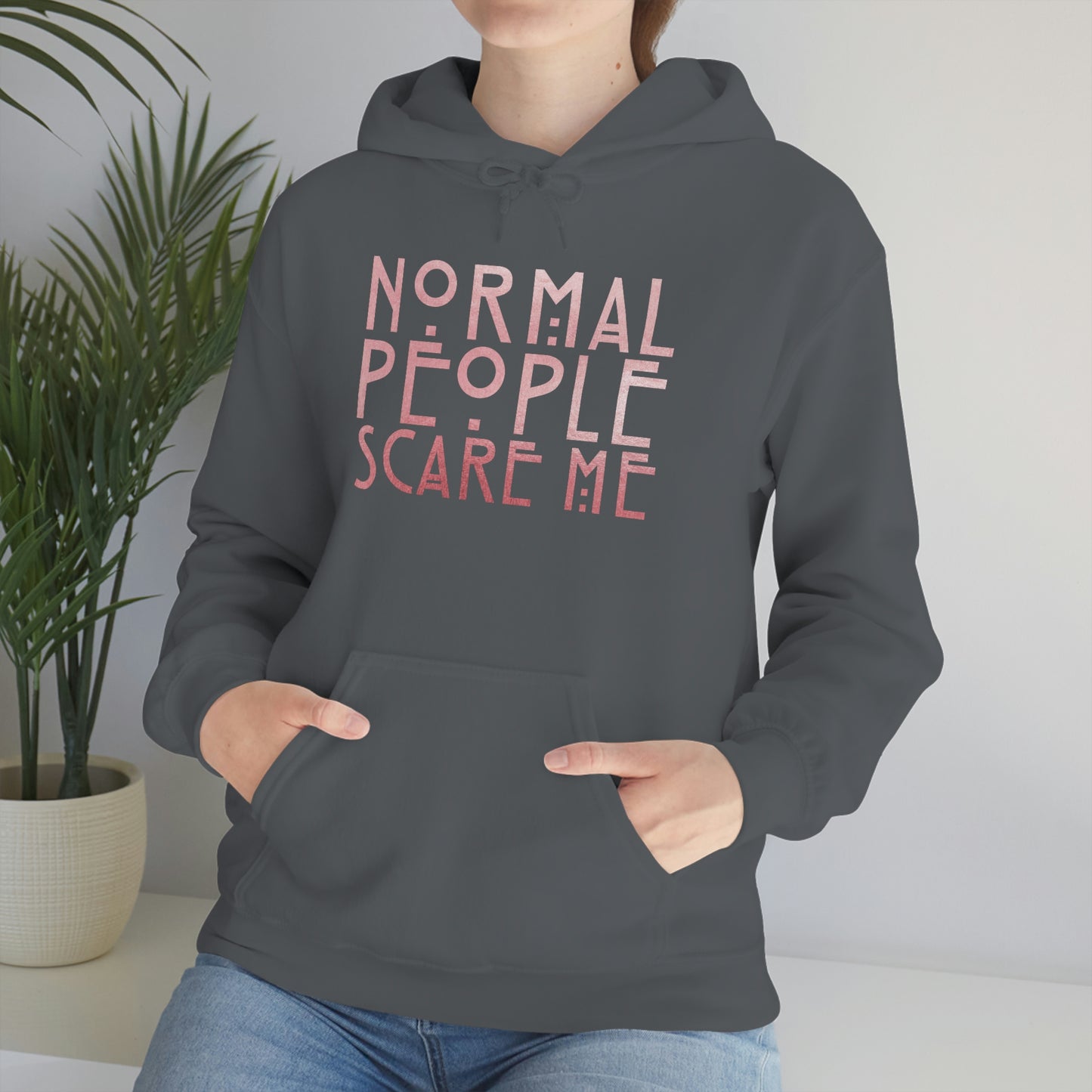 Normal People Scare Me Pink Font Unisex Heavy Blend™ Hooded Sweatshirt