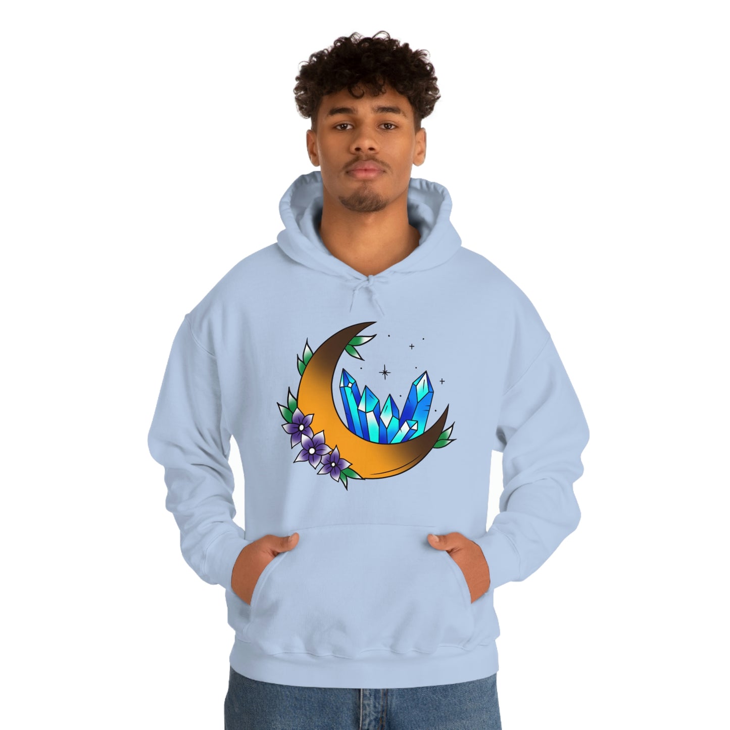 Blue Crystal Flower Unisex Heavy Blend™ Hooded Sweatshirt