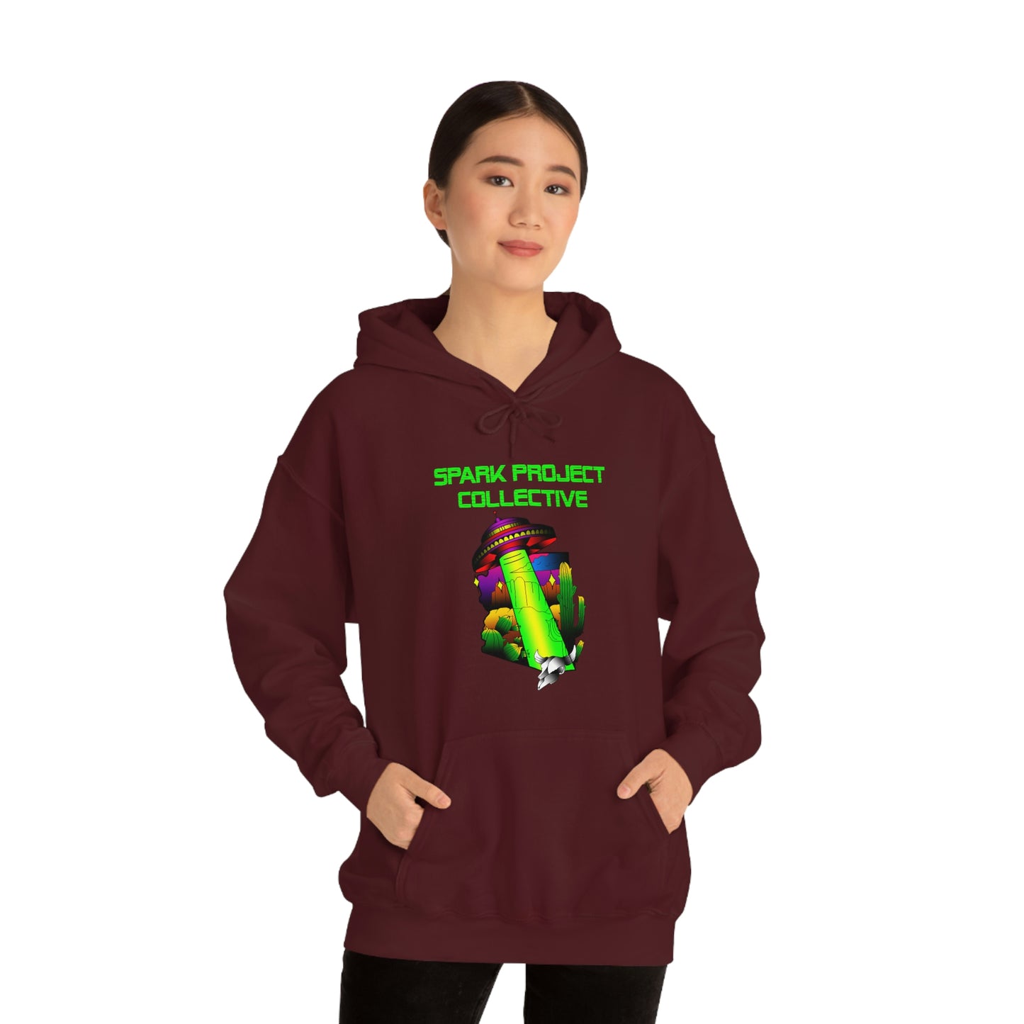 UFO Spark Green Font Unisex Heavy Blend™ Hooded Sweatshirt