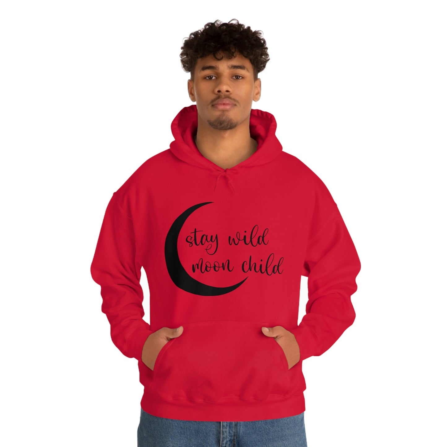 Stay Wild Moon Child Black Font Unisex Heavy Blend™ Hooded Sweatshirt