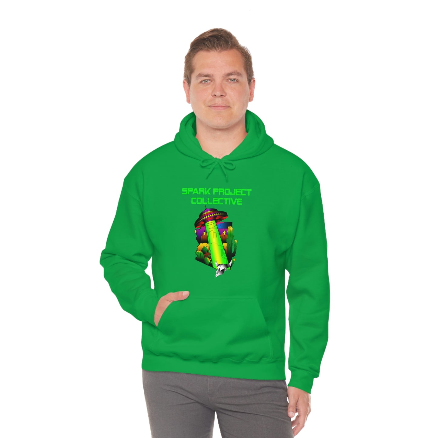 UFO Spark Green Font Unisex Heavy Blend™ Hooded Sweatshirt