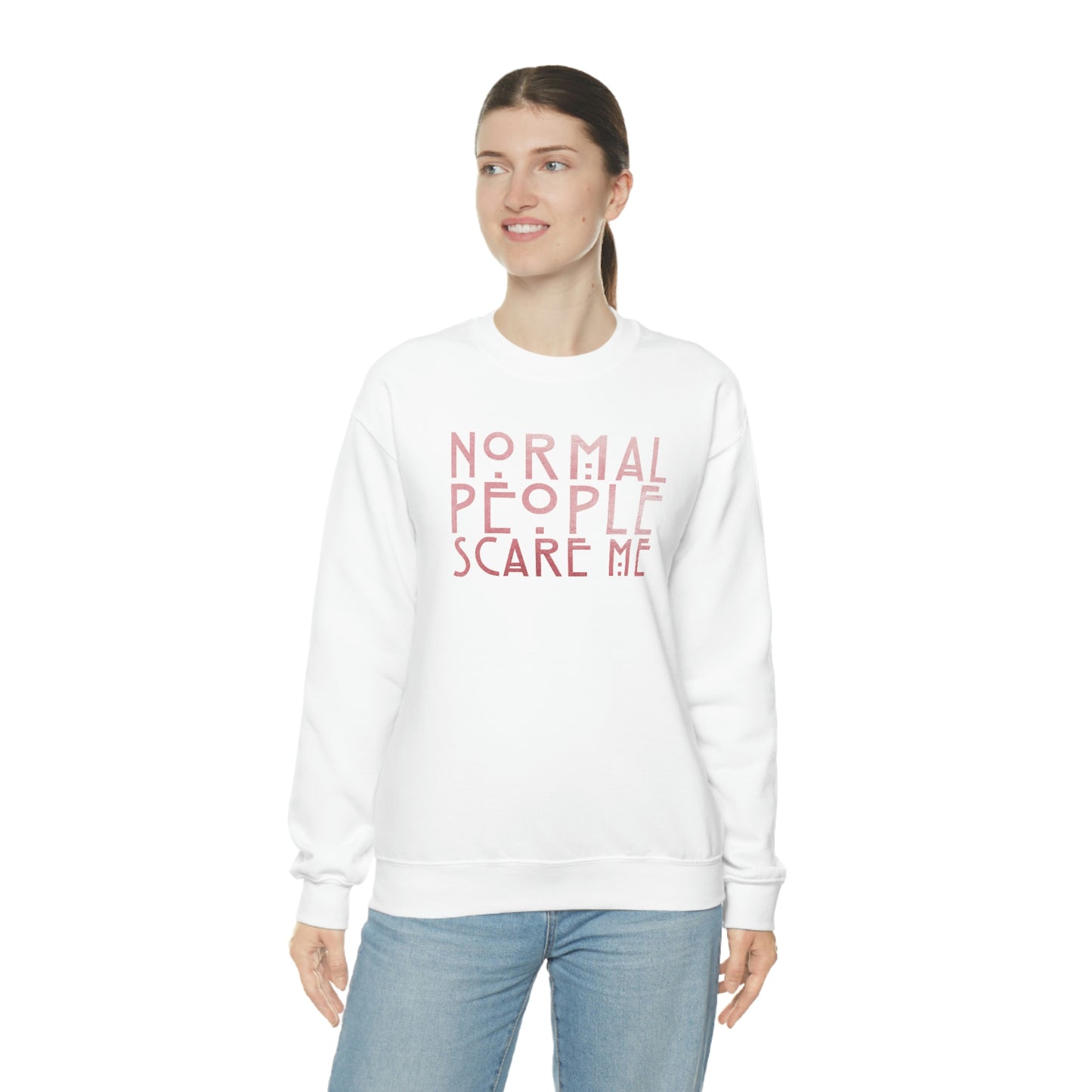 Normal People Scare Me Pink unisex heavy blend crewneck sweatshirt