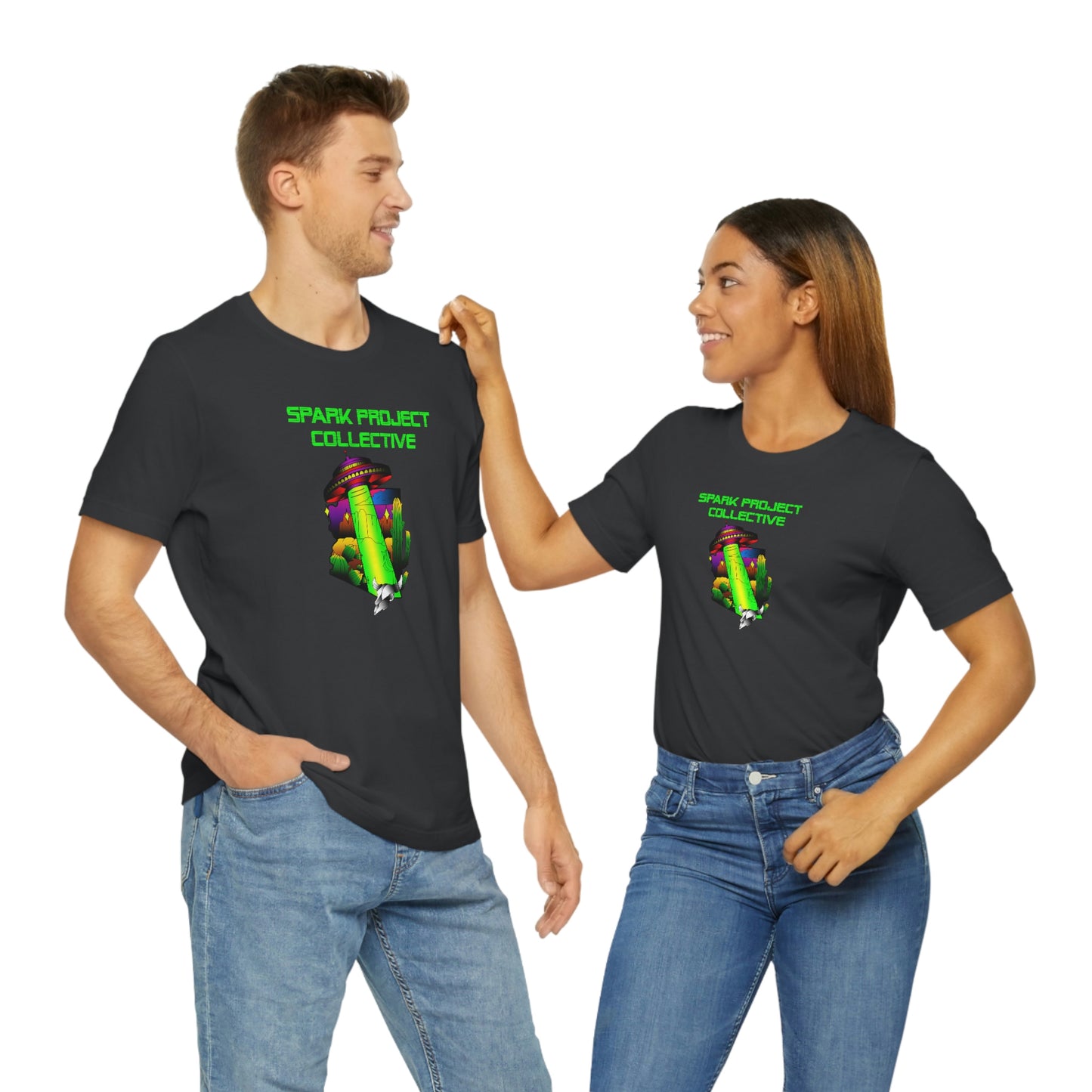 UFO Spark Green Font unisex jersey short sleeve tee