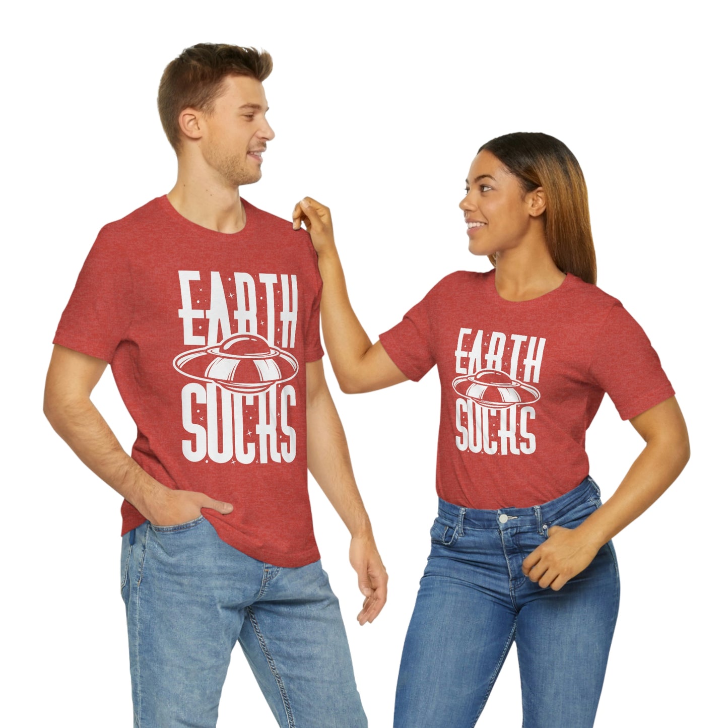 Earth Sucks White Font Unisex Jersey Short Sleeve Tee