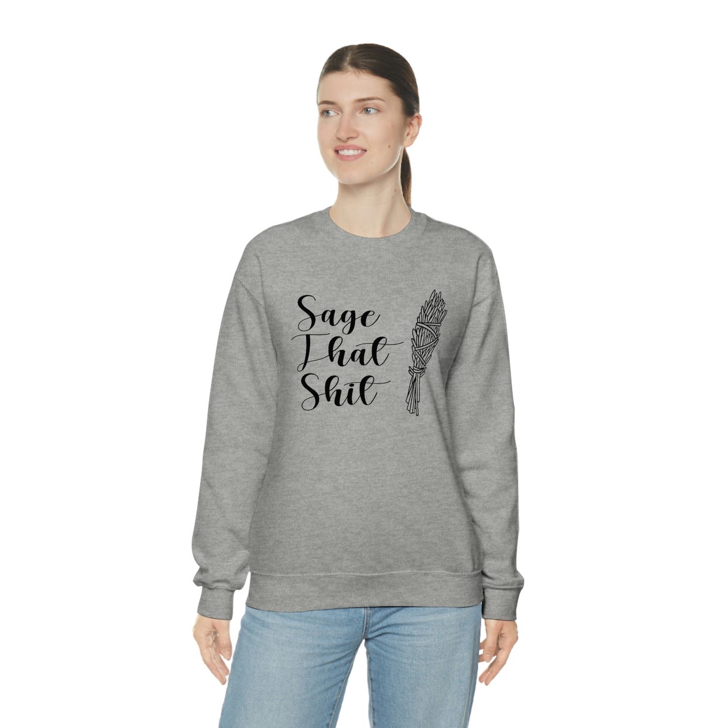 Sage That Black Font White unisex heavy blend crewneck sweatshirt