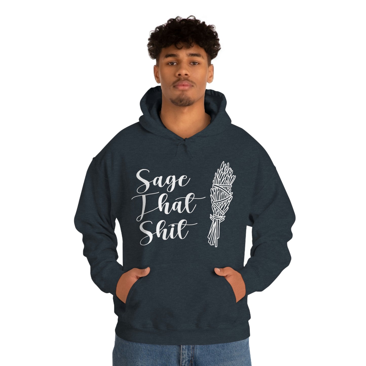 Sage That White Font Unisex Heavy Blend™ Hooded Sweatshirt