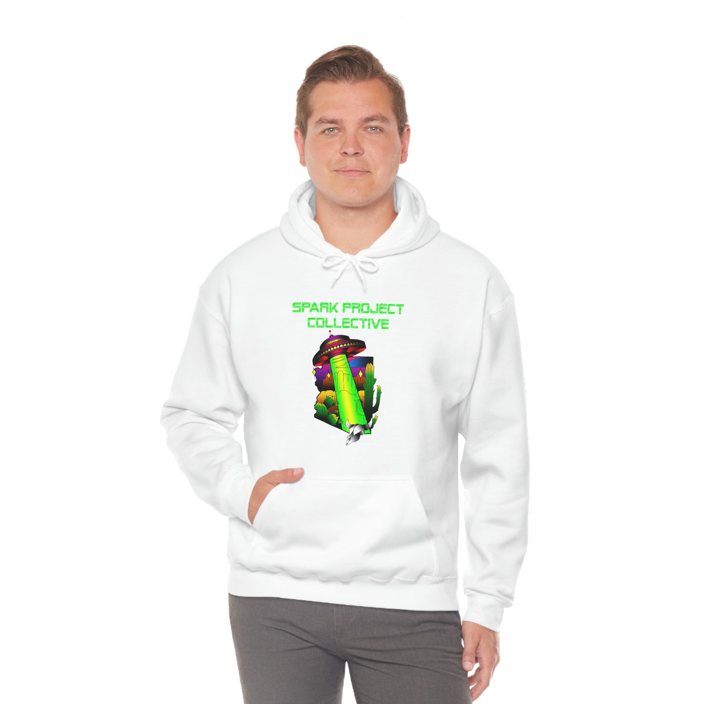 UFO Spark Green Font Unisex Heavy Blend™ Hooded Sweatshirt