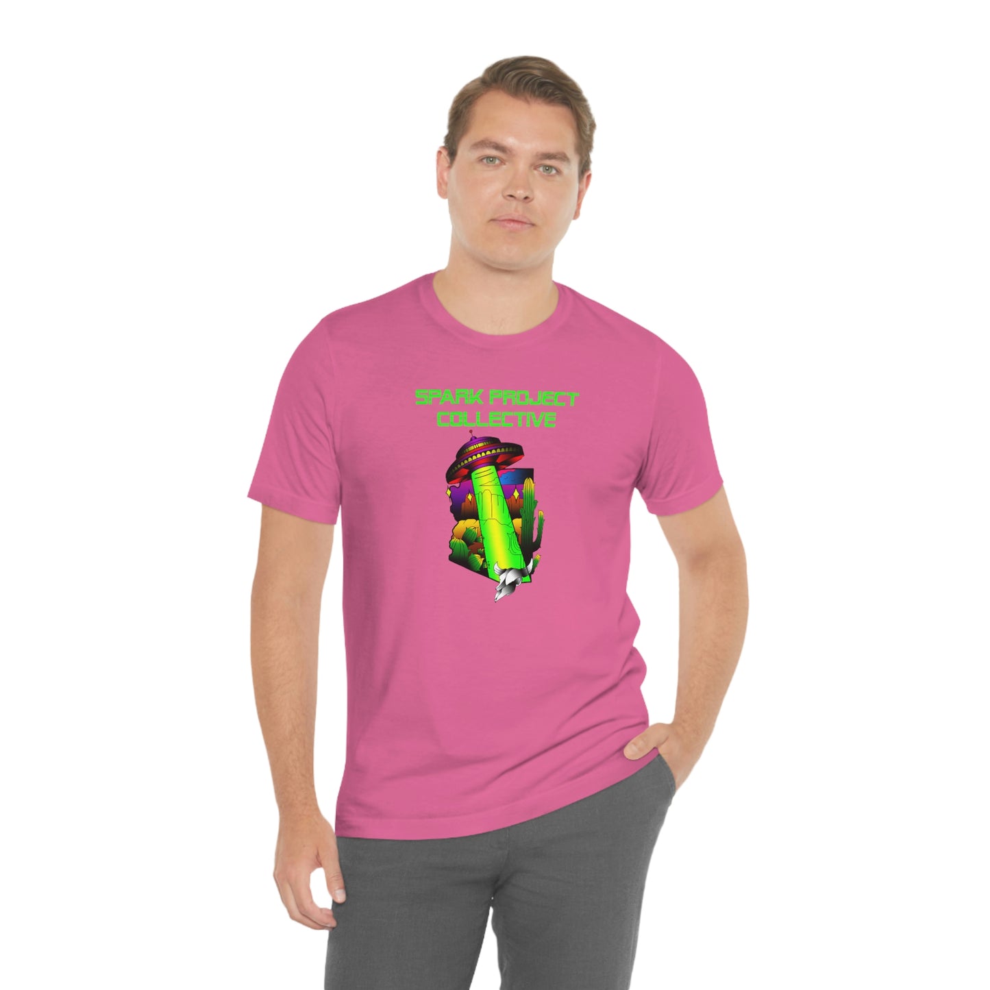 UFO Spark Green Font unisex jersey short sleeve tee