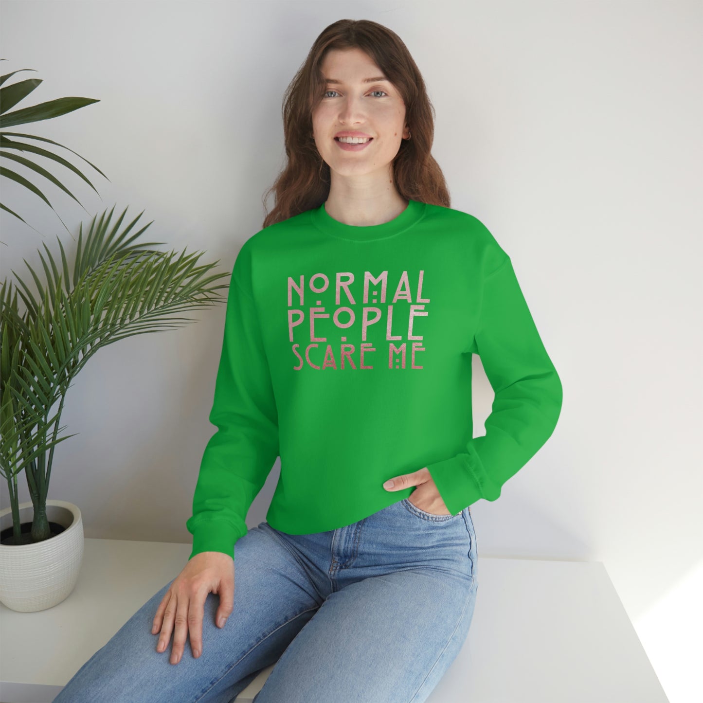 Normal People Scare Me Pink unisex heavy blend crewneck sweatshirt