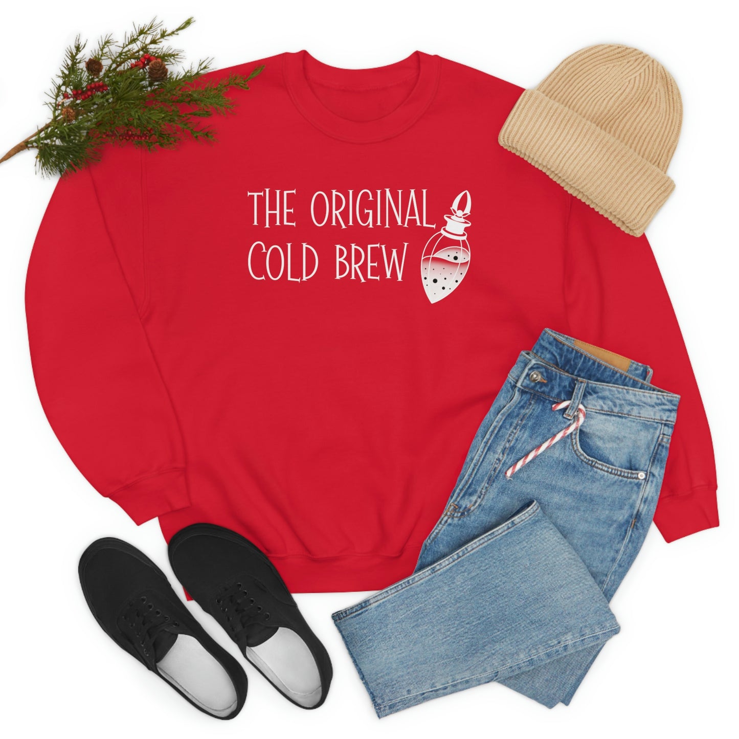 The Original Cold Brew White Font unisex heavy blend crewneck sweatshirt