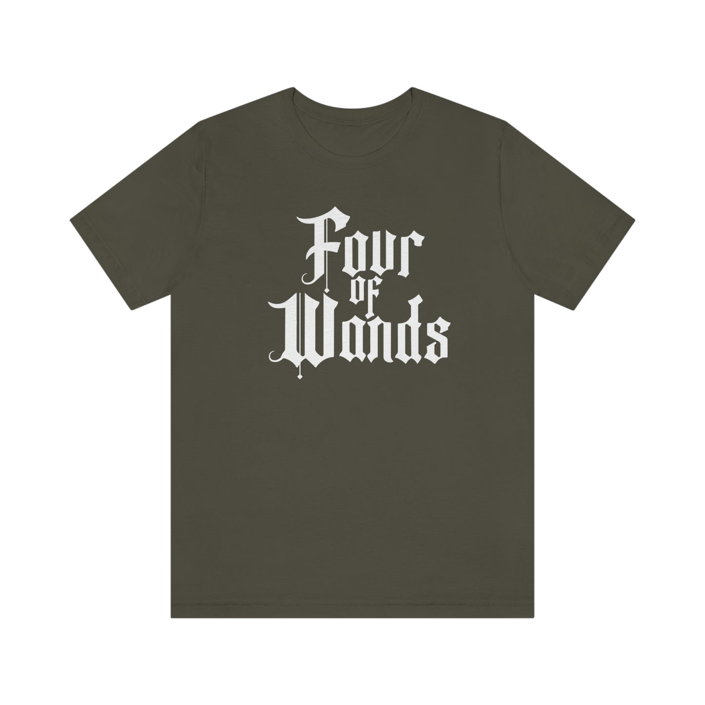 Four of Wands White Logo Unisex Jersey Short Sleeve Tee