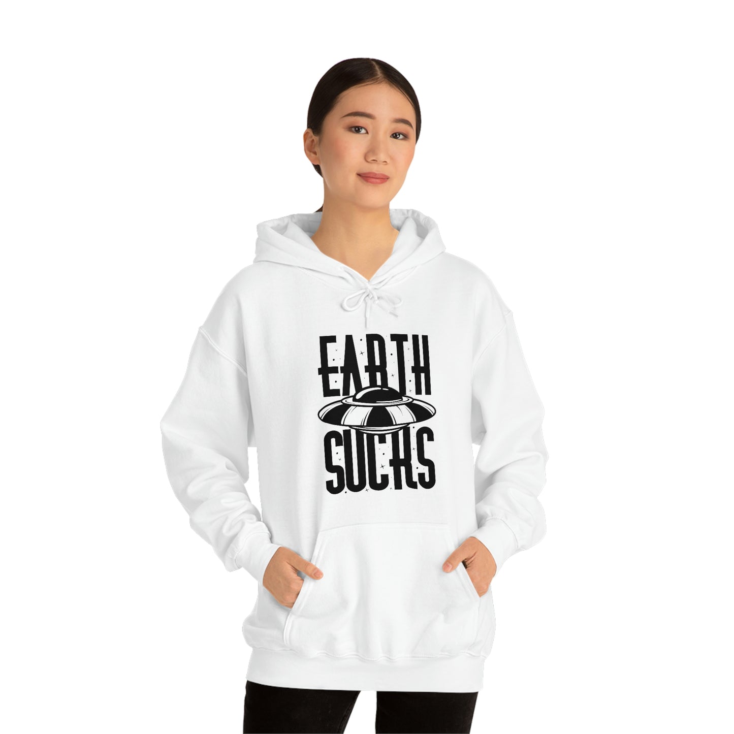 Earth Sucks Black Font Unisex Heavy Blend™ Hooded Sweatshirt