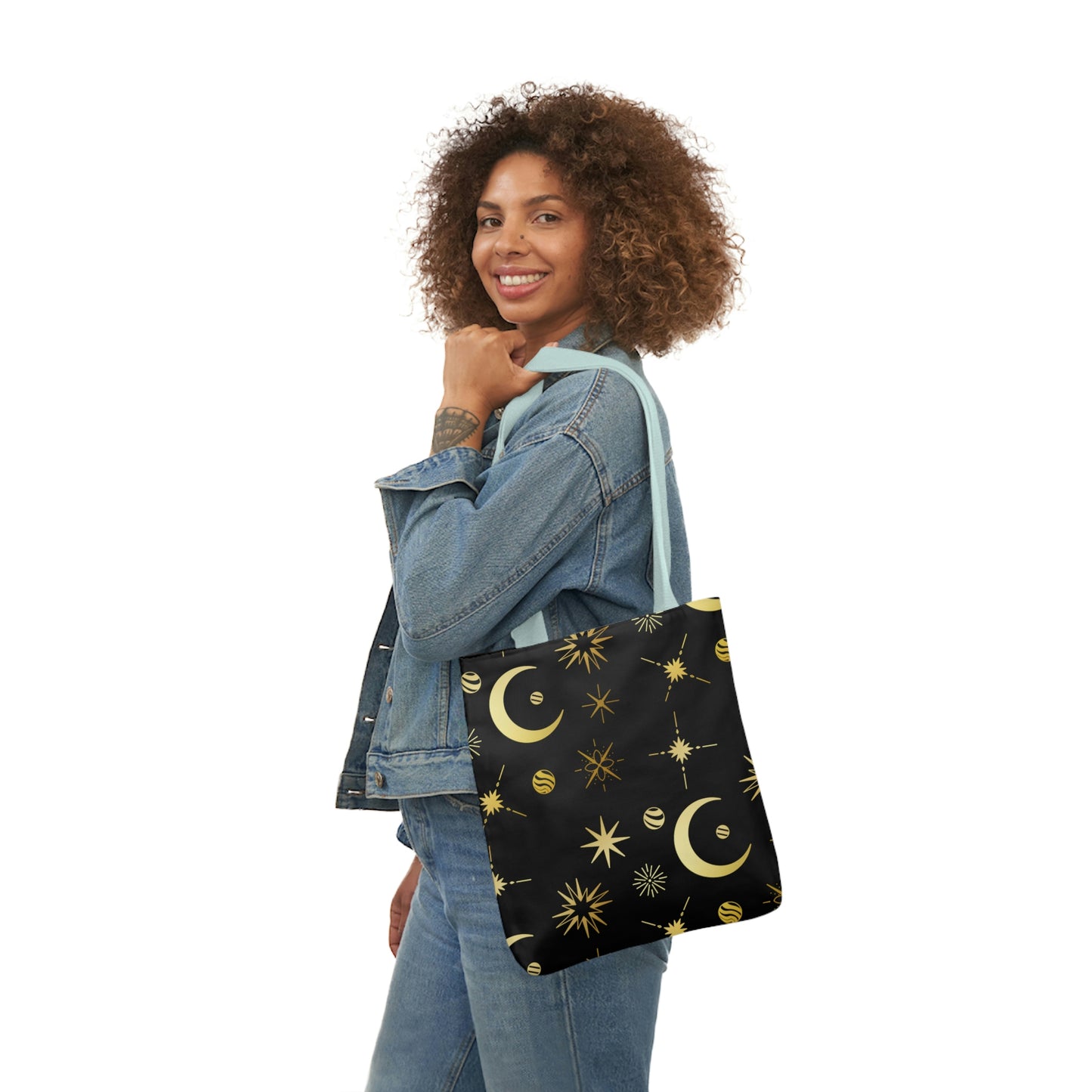 Moon and Stars AOP Polyester Canvas Tote Bag