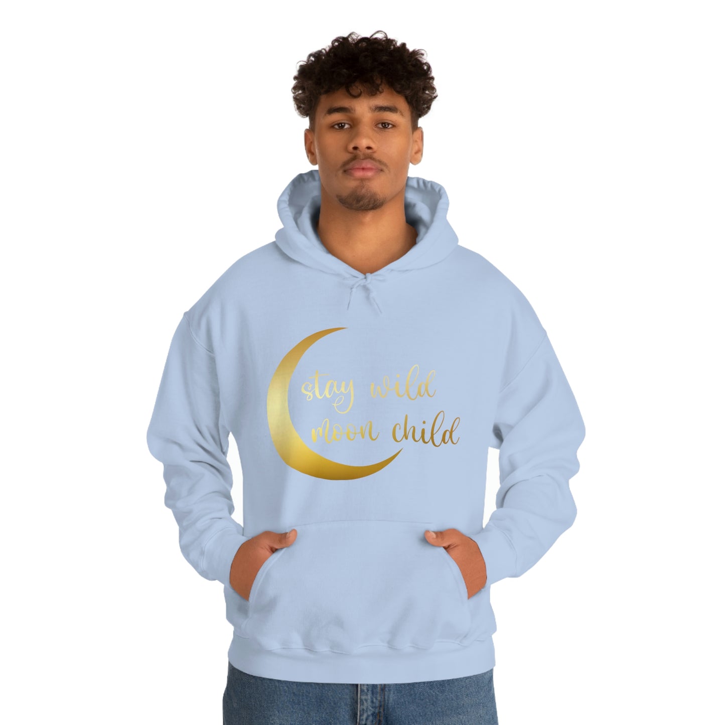 Stay Wild Moon Child Gold Font Unisex Heavy Blend™ Hooded Sweatshirt