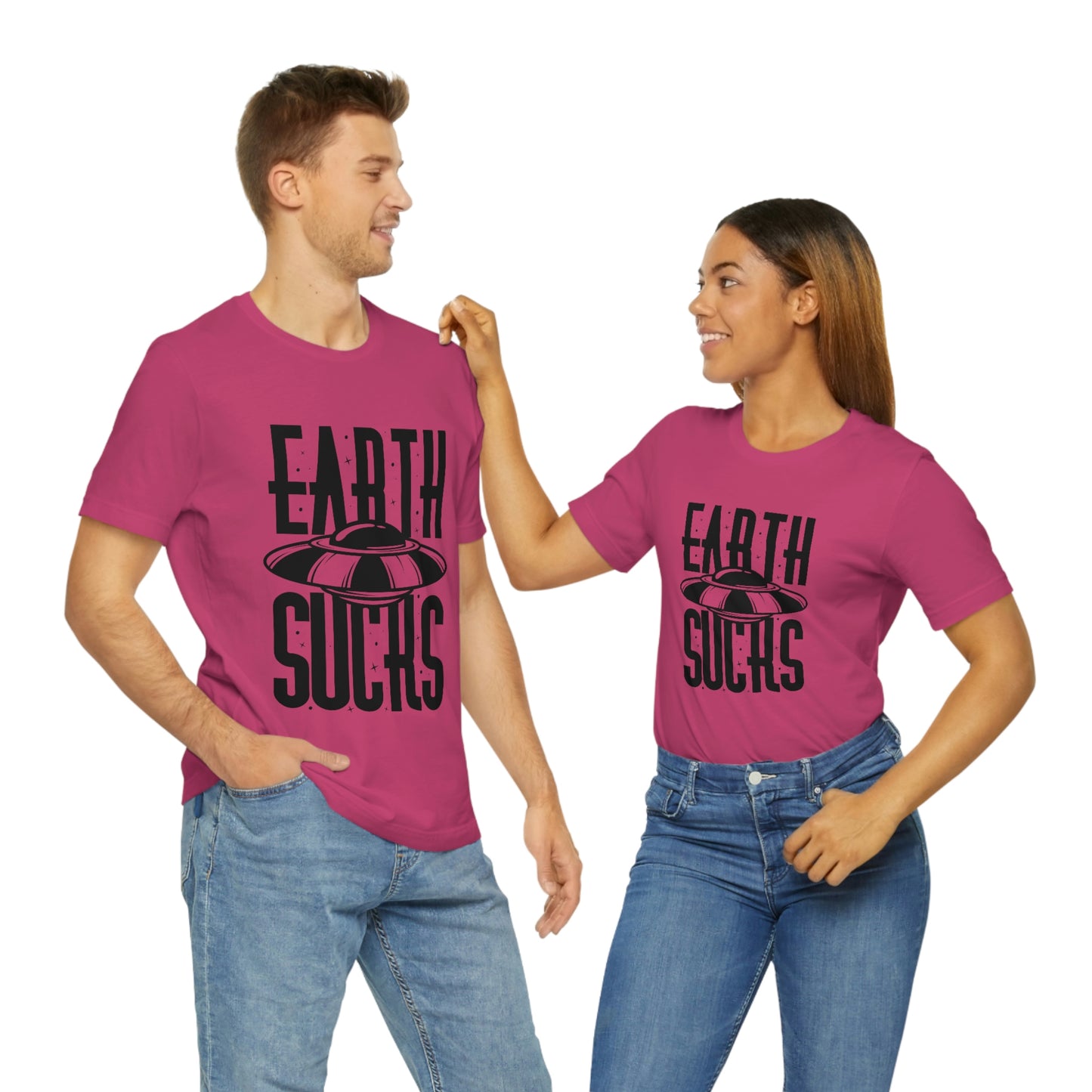 Earth Sucks Black Font Unisex Jersey Short Sleeve Tee