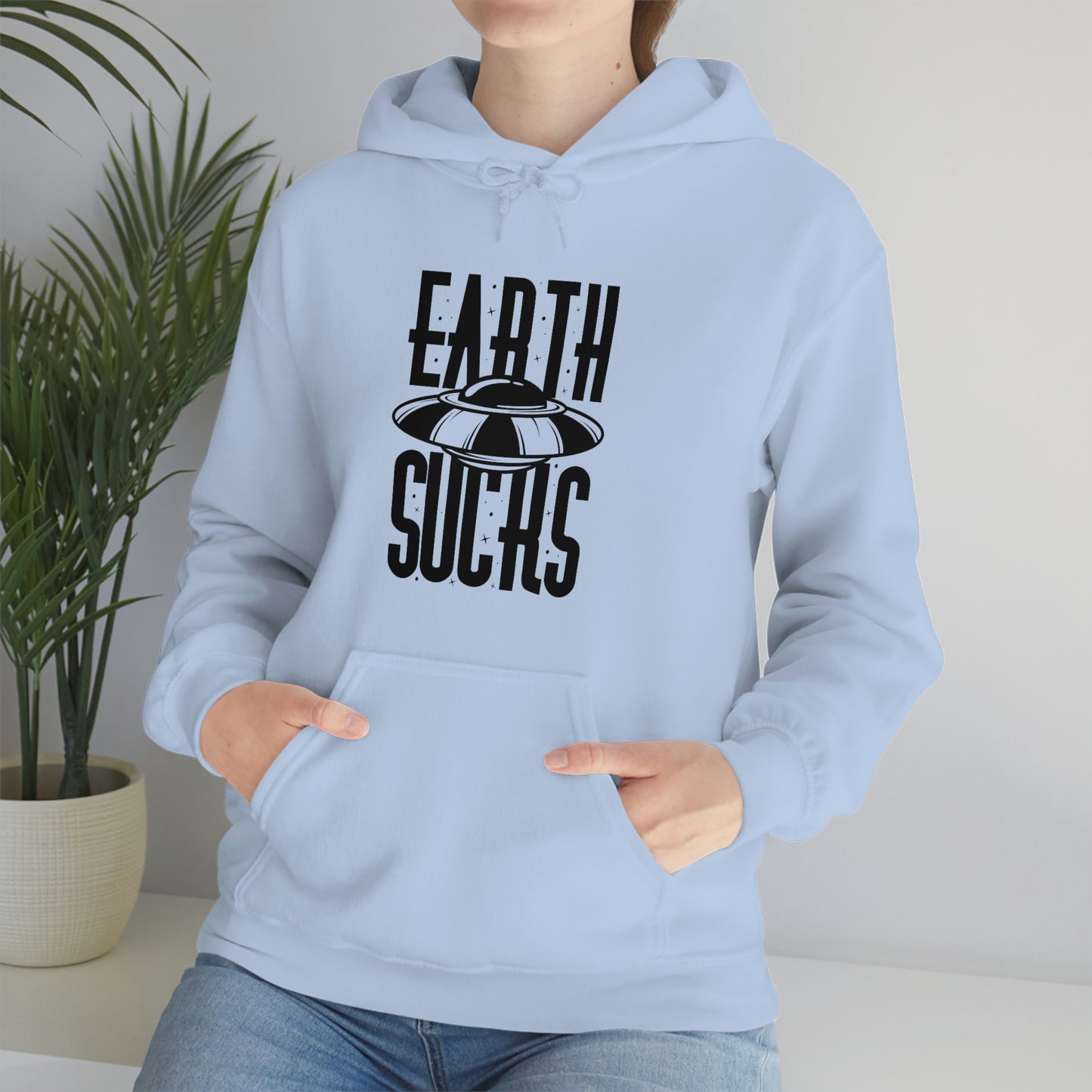 Earth Sucks Black Font Unisex Heavy Blend™ Hooded Sweatshirt