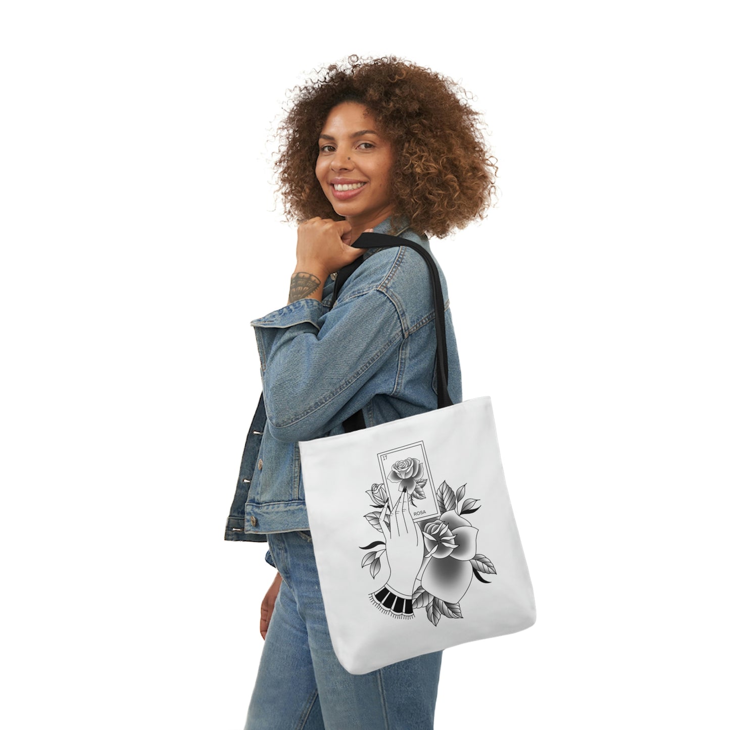 Rosa Card AOP Polyester Canvas Tote Bag