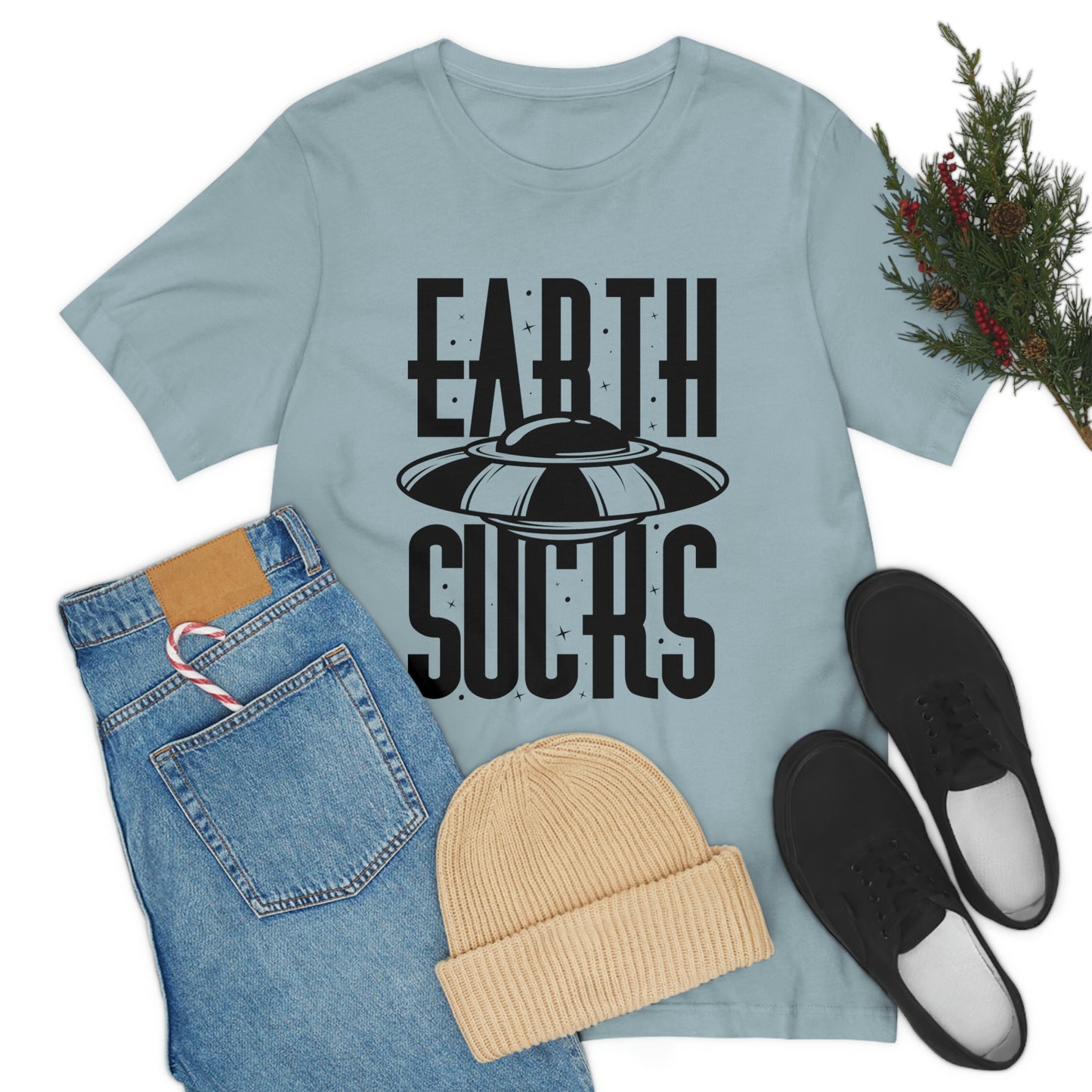 Earth Sucks Black Font Unisex Jersey Short Sleeve Tee