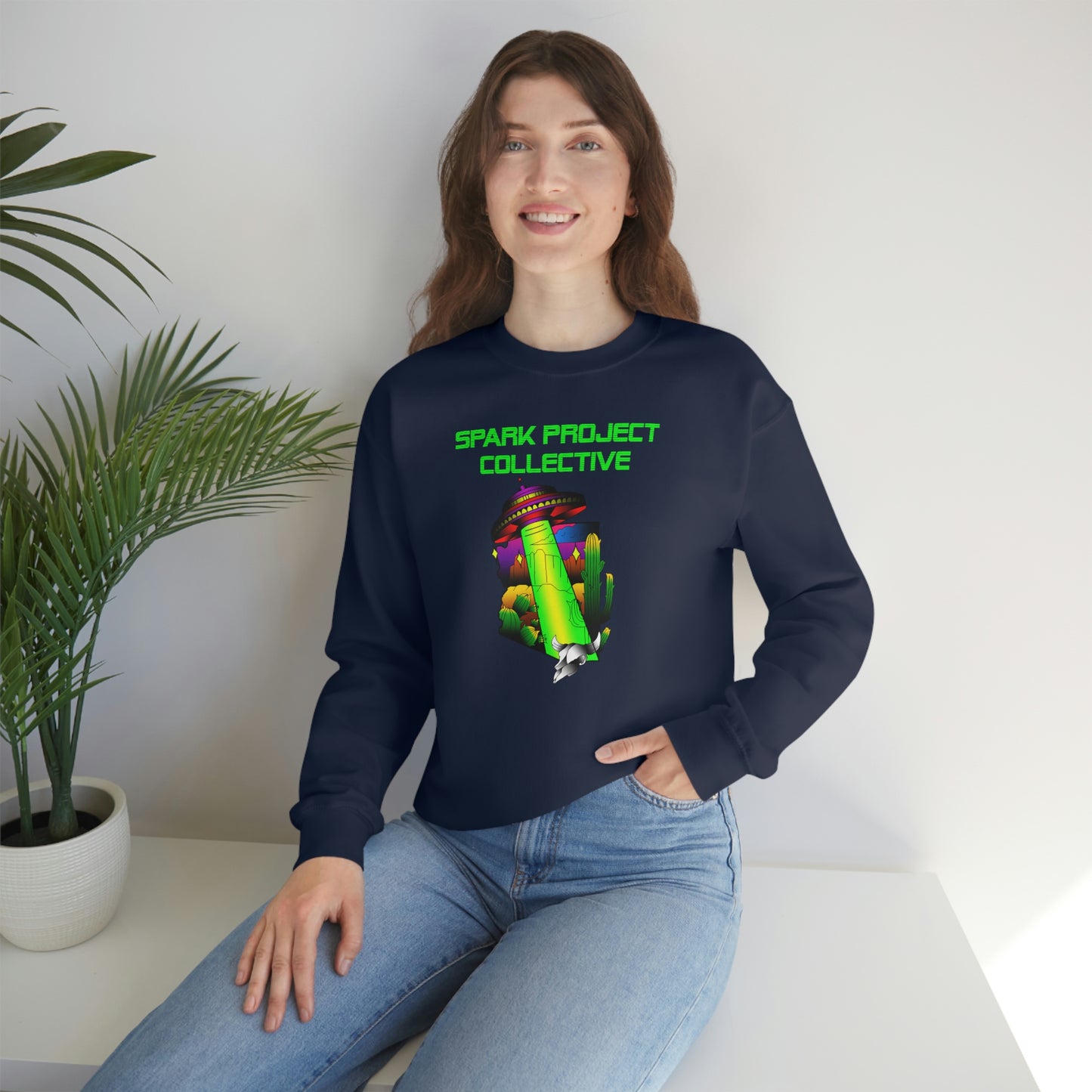 UFO Spark Green Font unisex heavy blend crewneck sweatshirt