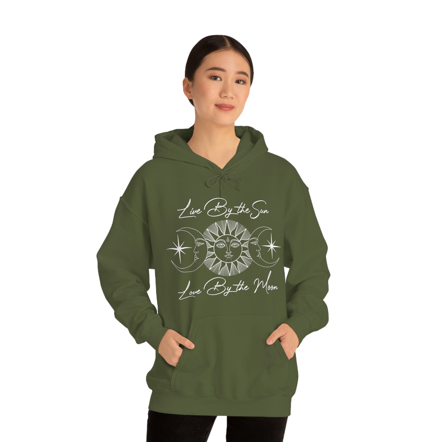 Live By the Sun White Font Unisex Heavy Blend™ Hooded Sweatshirt