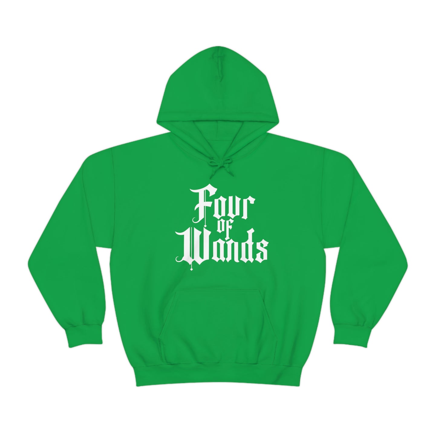 Four of Wands White Logo Unisex Heavy Blend™ Hooded Sweatshirt