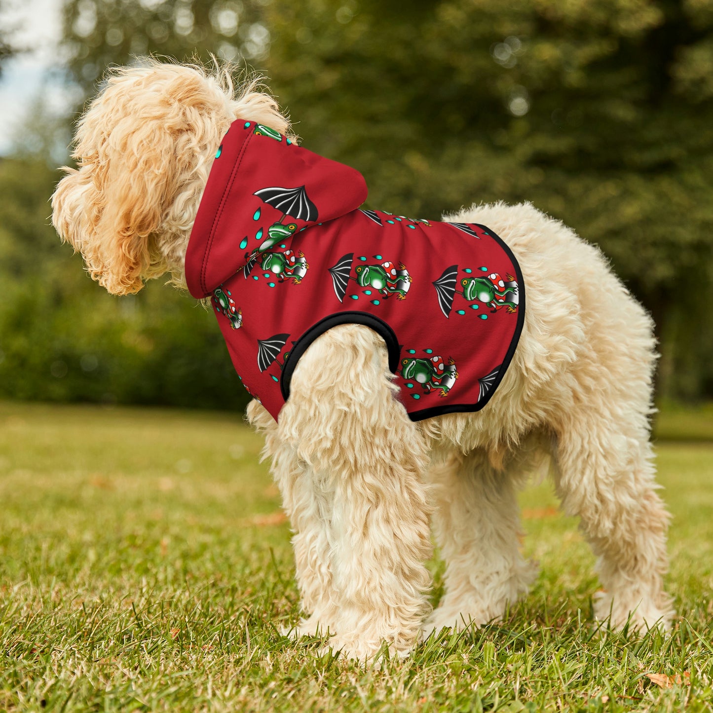 Rainy Day Frog Red Dog Hoodie