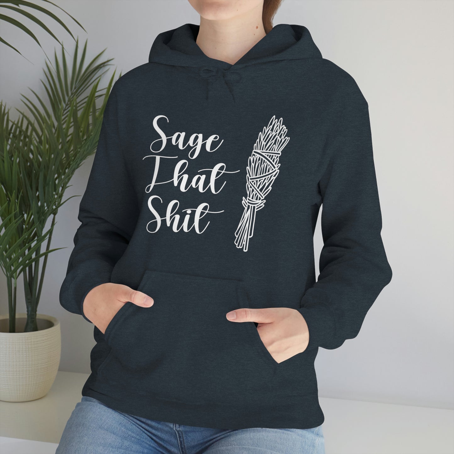 Sage That White Font Unisex Heavy Blend™ Hooded Sweatshirt