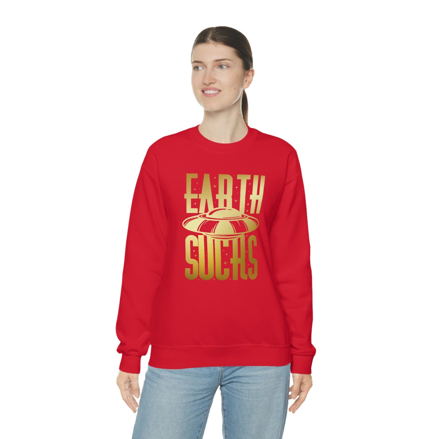 Earth Sucks Gold Font unisex heavy blend crewneck sweatshirt