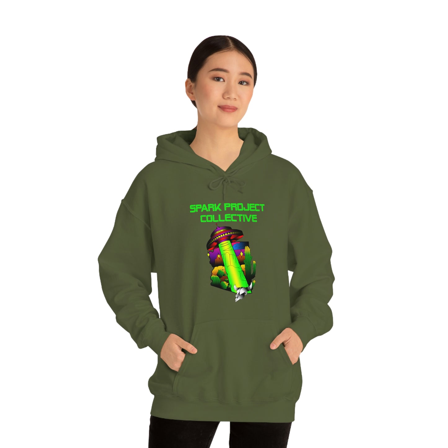 UFO Spark Green Font Unisex Heavy Blend™ Hooded Sweatshirt