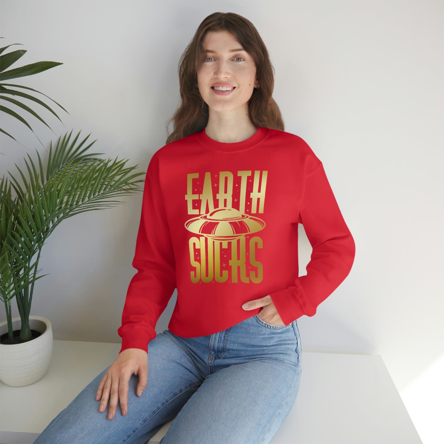 Earth Sucks Gold Font unisex heavy blend crewneck sweatshirt