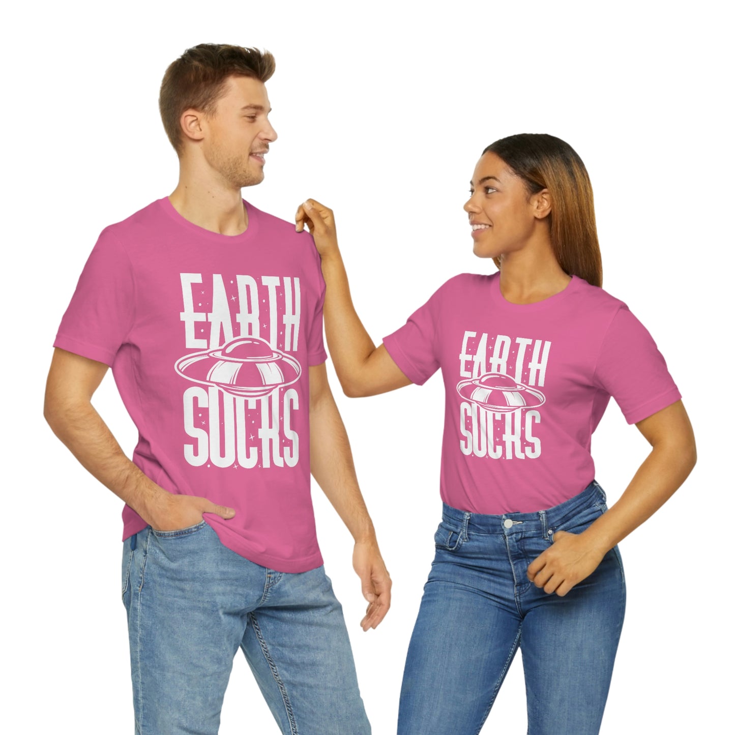 Earth Sucks White Font Unisex Jersey Short Sleeve Tee