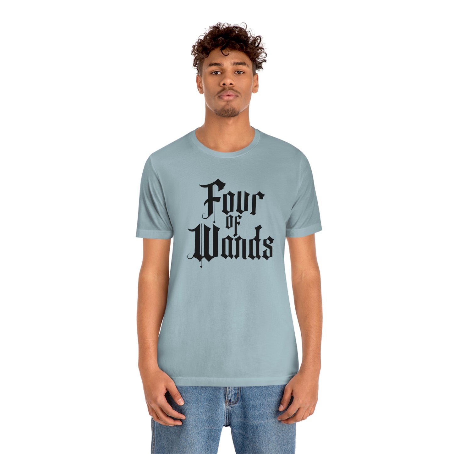 Four of Wands Black Logo Unisex Jersey Short Sleeve Tee