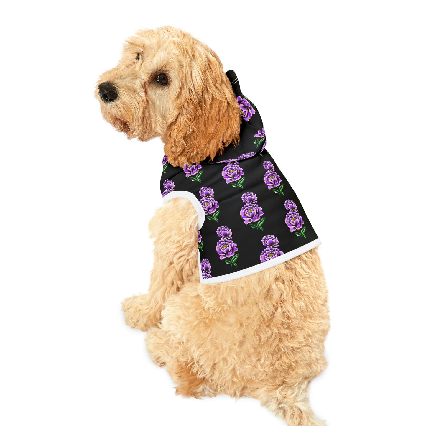 Flower Pattern Black Dog Hoodie