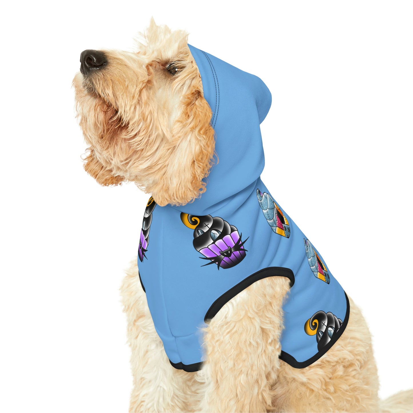 Jack and Sally Cupcake Lt Blue Dog Hoodie