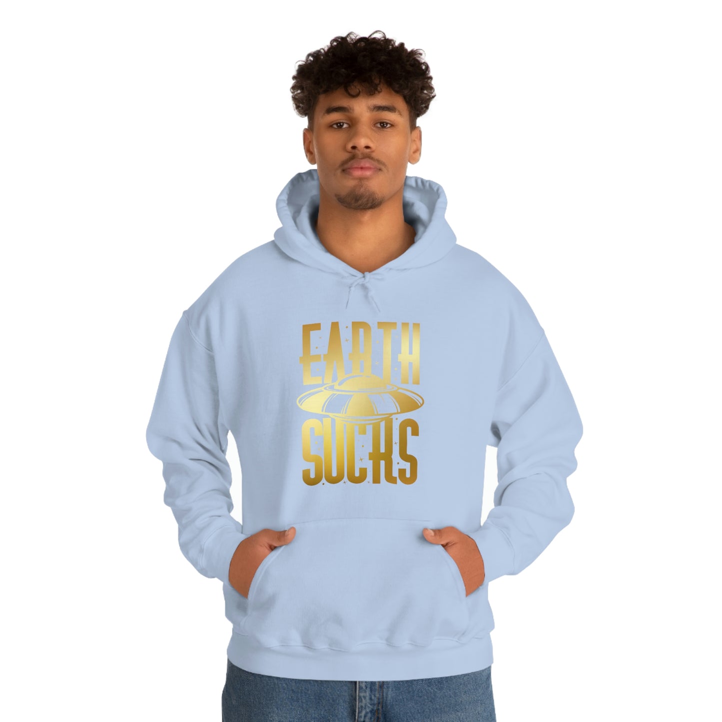 Earth Sucks Gold Font Unisex Heavy Blend™ Hooded Sweatshirt