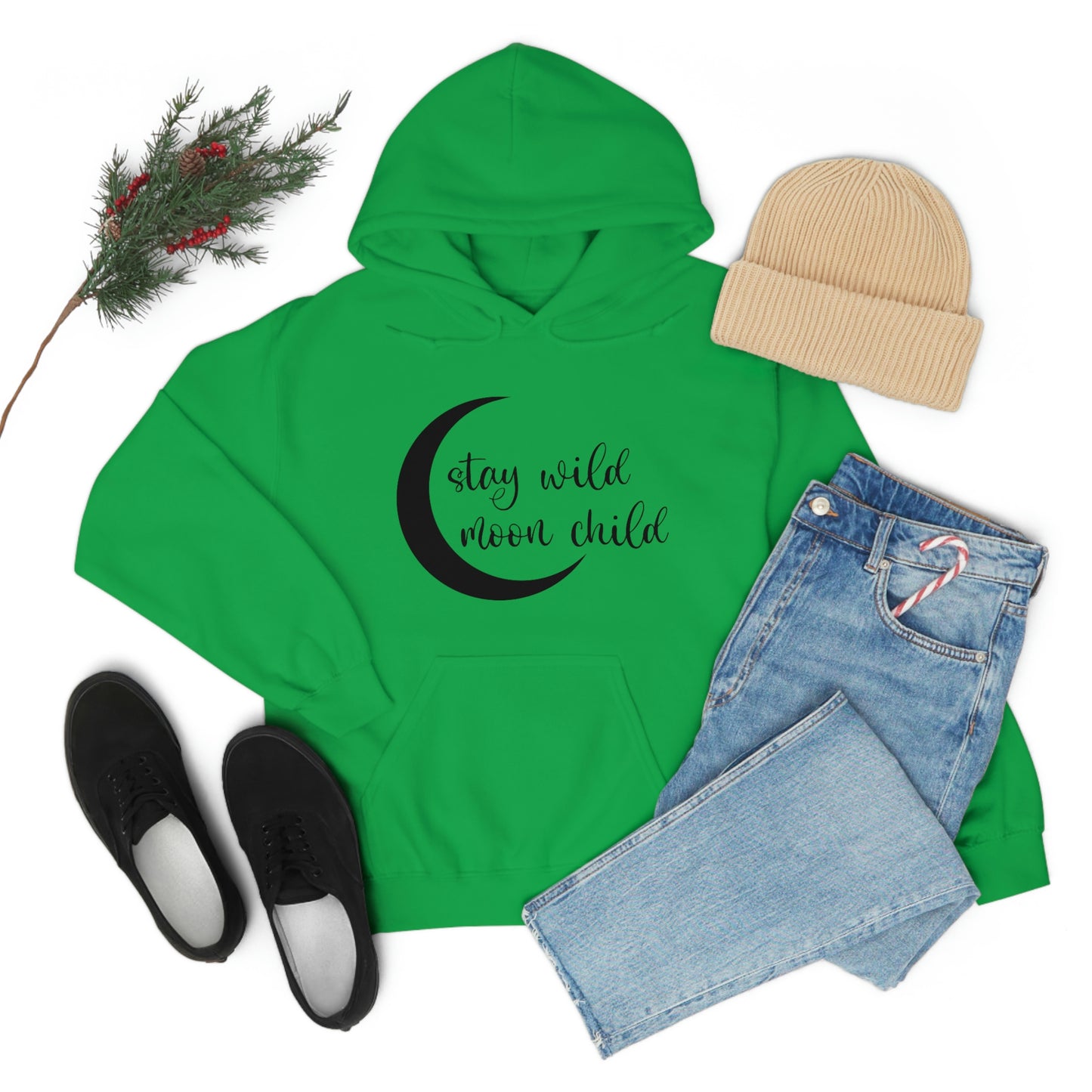 Stay Wild Moon Child Black Font Unisex Heavy Blend™ Hooded Sweatshirt