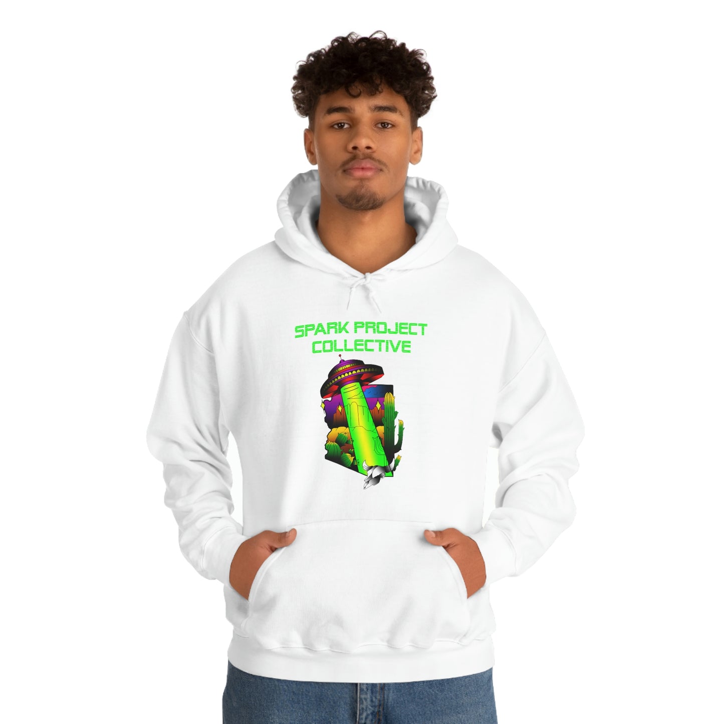 UFO Spark Green Font Unisex Heavy Blend™ Hooded Sweatshirt