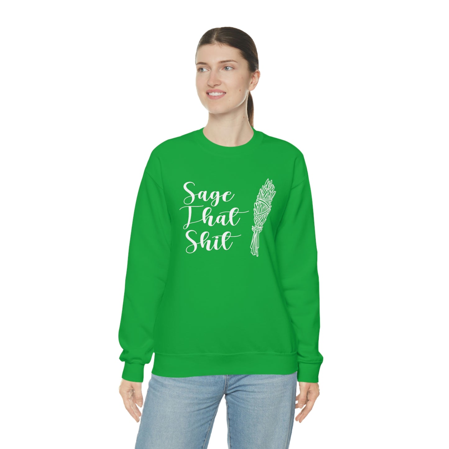 Sage That White Font unisex heavy blend crewneck sweatshirt