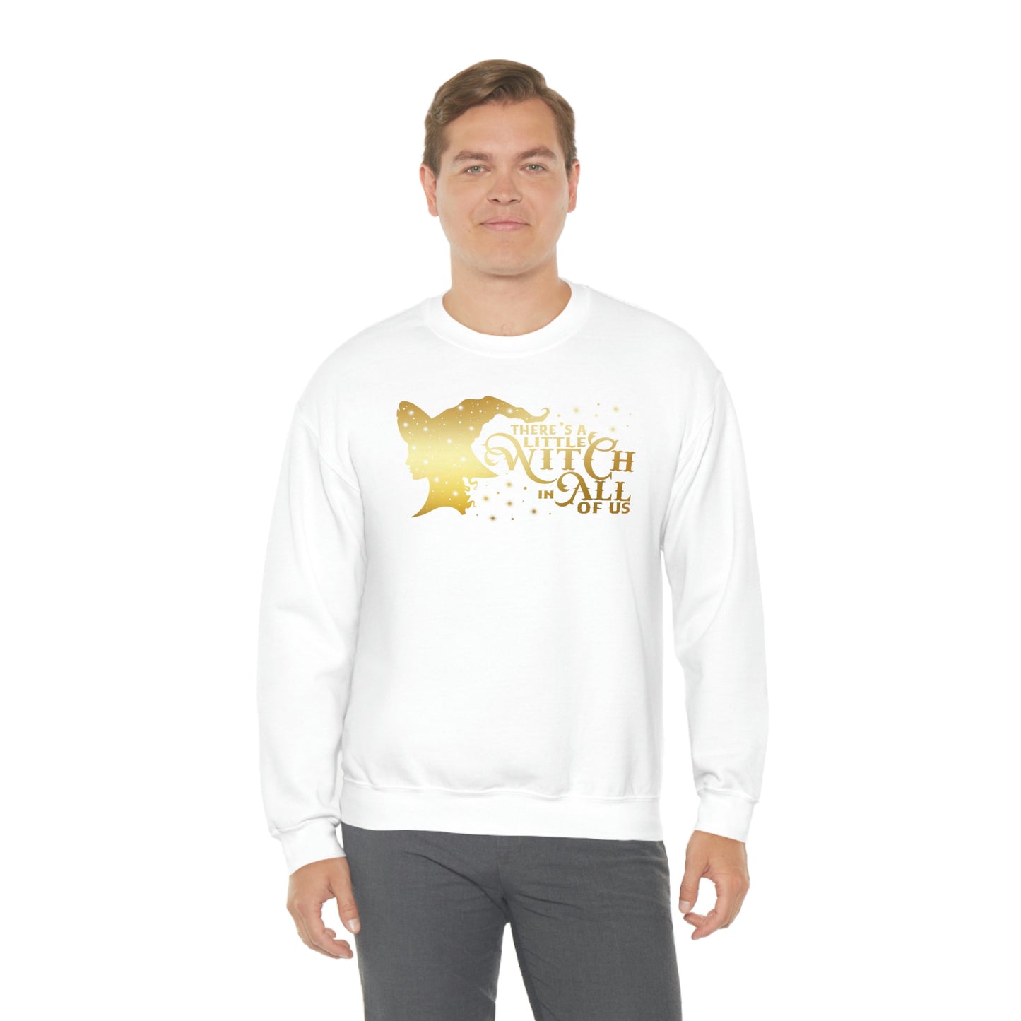 Witch In All of Us Gold Font Black unisex heavy blend crewneck sweatshirt