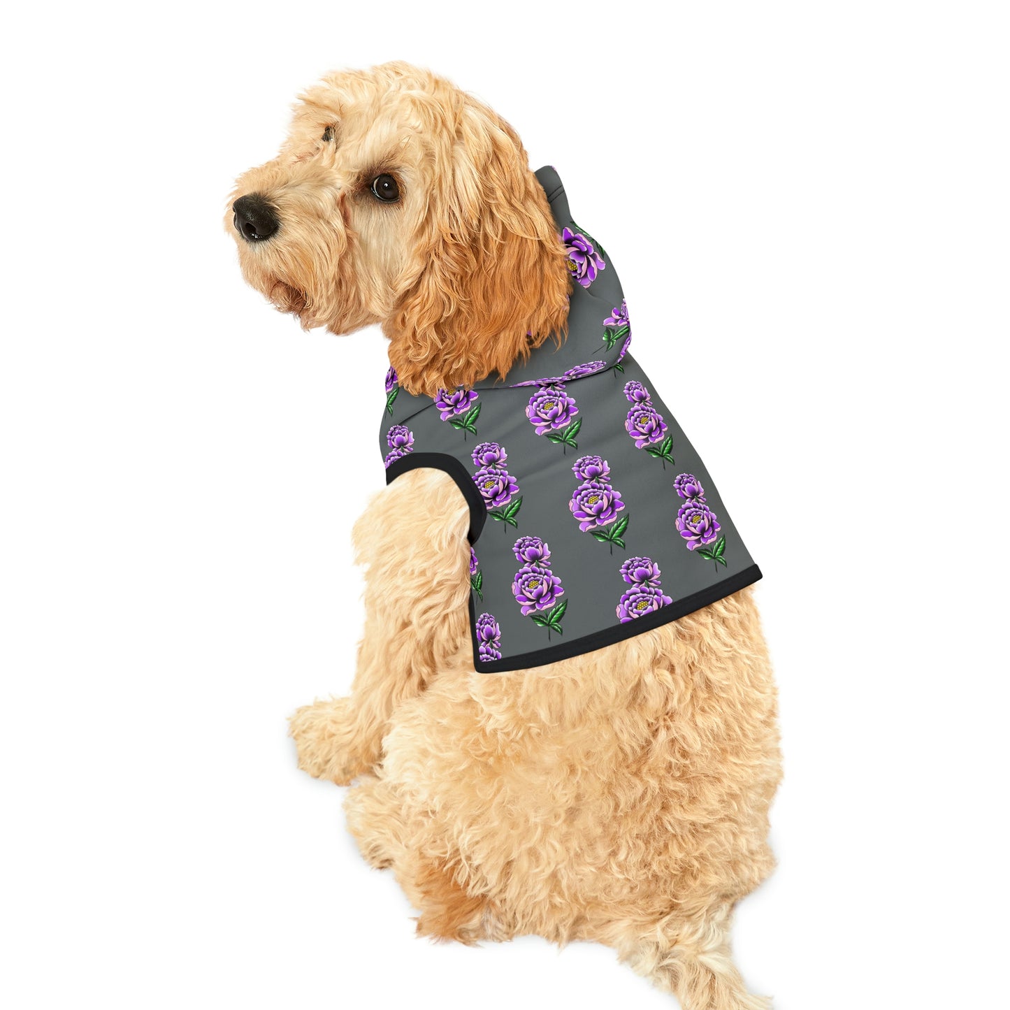 Flower Pattern Dk Grey Dog Hoodie