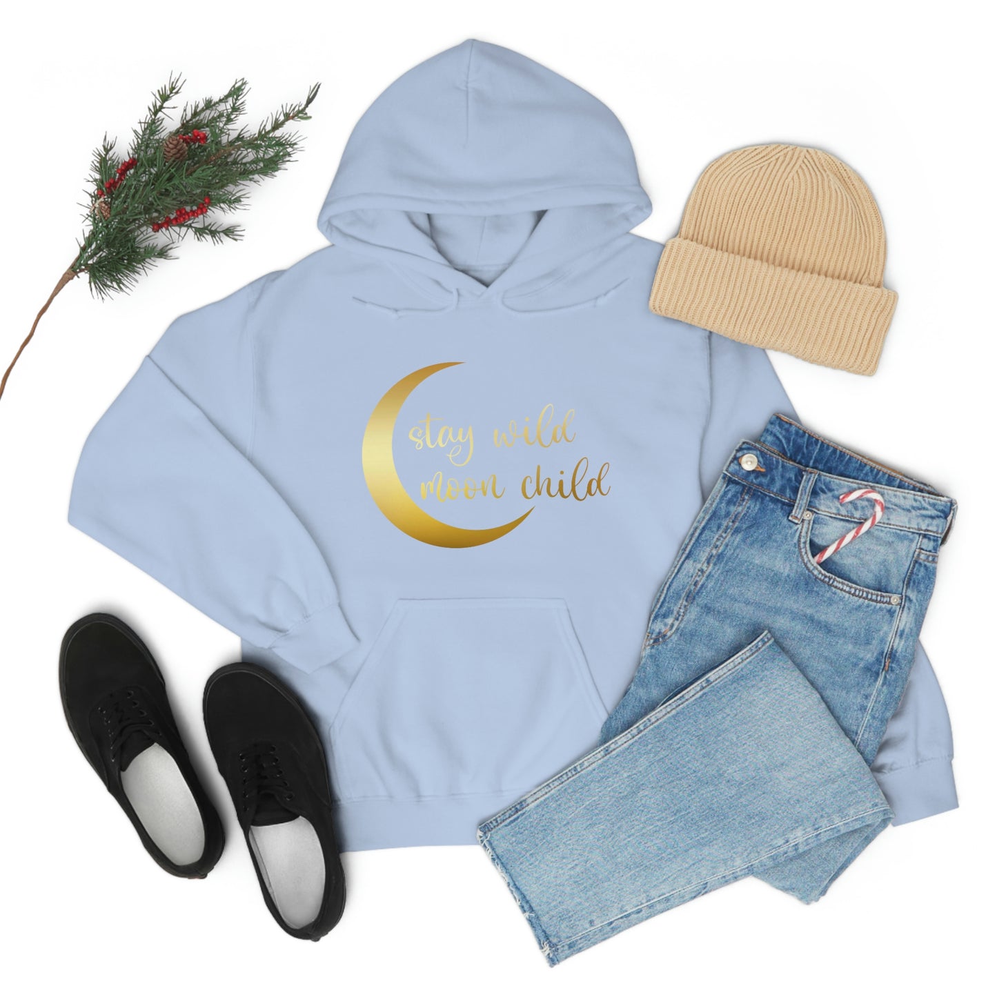 Stay Wild Moon Child Gold Font Unisex Heavy Blend™ Hooded Sweatshirt