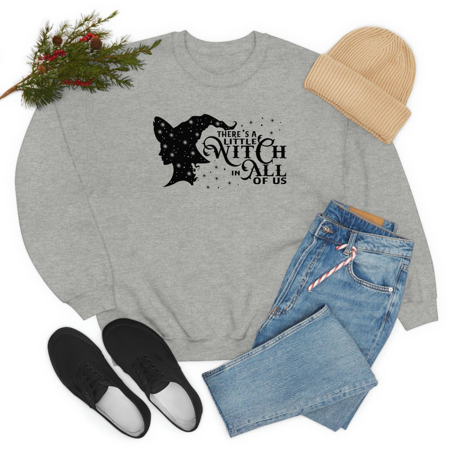 Witch in All of Us Black Font White unisex heavy blend crewneck sweatshirt